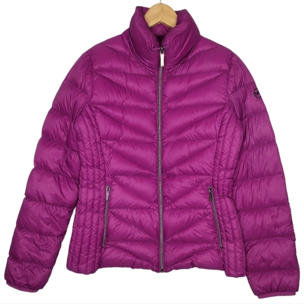 Michael Michael Kors Women's Ultra Light Weight Down Fill Full Zip Puffer Jacket